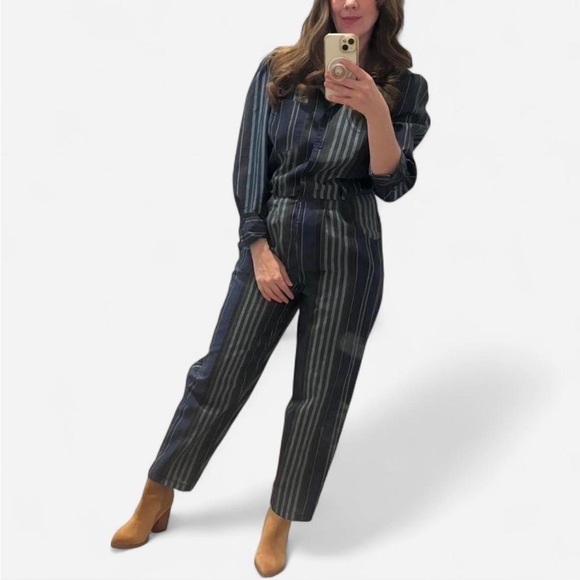 Vintage 70s Striped Cotton Jumpsuit: Sibelle of California Retro Romper | Size S - Picture 2 of 12